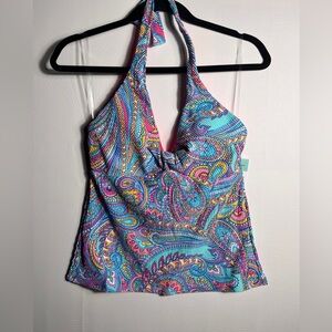 Sunsets Paisley Pop Colorful Halter Bathing Suit Top SZ Medium